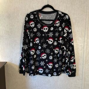 Disneys the nightmare before Christmas long sleeve black pajama top size xl
